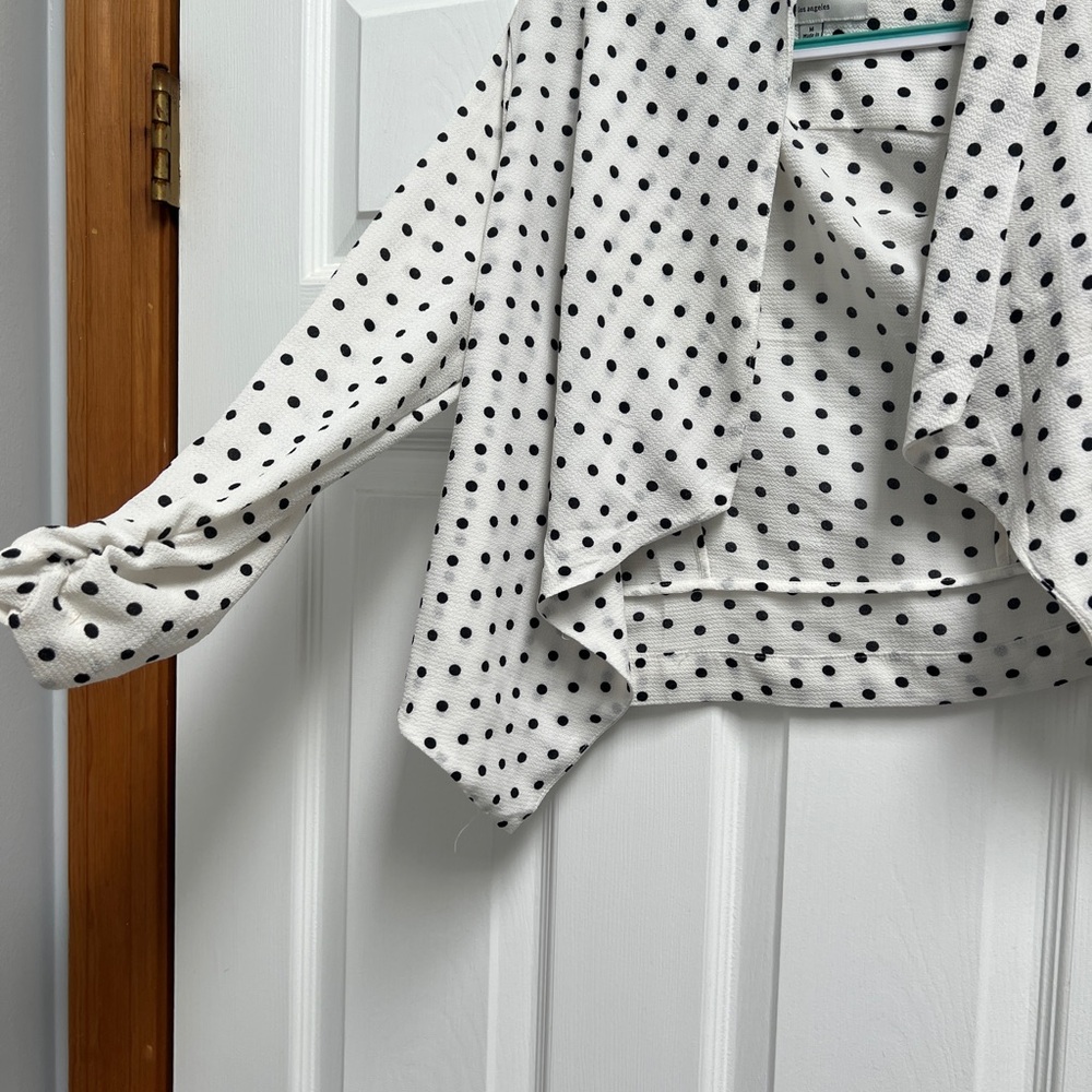 Iris Basic Polka Dot Draped Waterfall Jacket NWT - image 3